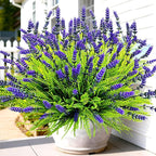 17.8" Tall Artificial Faux Plants Flowers for Outdoor Decorations, UV Resistant Fake Lavender Flowers Realistic Fake Plants Monkey Grass for Porch Garden Patio Window Box Courtyard