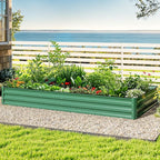 DWVO 2pcs 8 x 4 x 1 FT Raised Garden Bed Kit, Outdoor Galvanized Flower Bed with Safety Rubber and Gloves, Large Metal Planter Box for Vegetables, Flowers, Herbs, Fruits, Green