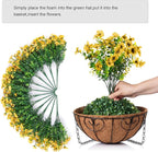 HyeFlora Artificial Fake Fall Hanging Mums Plants Flowers Basket for Outdoor, Autumn Faux Silk Yellow Daisy in Hang Planter Look Real UV Resistant for Porch Home Patio Balcony Yard Decor