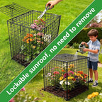 Garden Wire Cloches For Plants Extra Large 13.2" X13.2" X16.7" Rustproof Plant Cages For Outdoor Plants Protectors From Animals With Openable Top Cover & Stakes Plant Cages To Keep Animals Out (2 PCS)