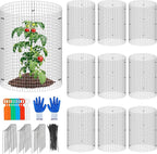30Pcs Garden Plant Protector Cage 12''x12'', 10 Set Metal Wire Protectors for Plants, Protection Cages with Stakes Nylon Ties, Animals Barrier to Keep Chicken Rabbit Away from Plants Flower Vegetables