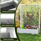 EasyUp Raised Garden Bed with Trellis for Climbing Plants, Outdoor Herb Planter Box with Drainage Plug & Water Gauge, Durable Resin for Patio, Balcony, Yard, Dust-Proof Garden Planter