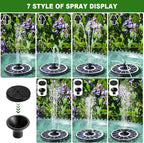 Yzert Solar Fountain with 2000 mAh Battery Backup Works in Cloudy, Glass Solar Powered Bird Bath Fountains with 7 Nozzles, 3.5 W Solar Fountain Pump for Birdbath,Garden, Outdoor, Pond
