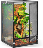 RunDuck 33 Gallon 360° Panoramic Foldable Reptile Terrarium Kit: Crested Gecko Tank and Reptile Cage for Superior Ventilation, Easy Feeding, Sturdiness, and Simple Assembly (Black, 26"x17"x17")