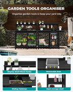 SERWALL Outdoor Potting Bench with Removeable Sink,Rot-Resistant HDPE Potting Table for Outside Gardening, All Weather Use - Black