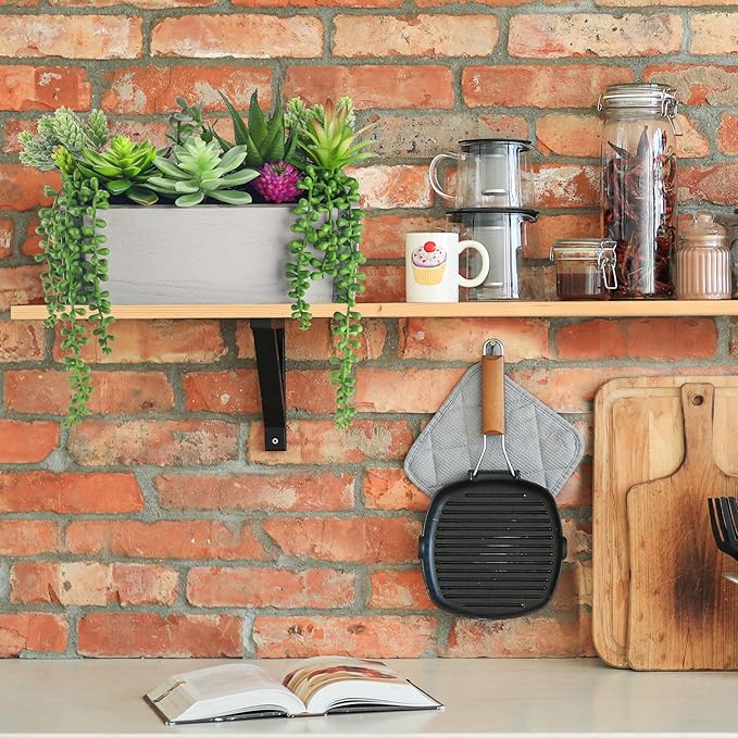 Der Rose 11 Inch Fake Plants Succulents Plants Artificial Cactus Plants in Wood Pots for Farmhouse Bathroom Decor