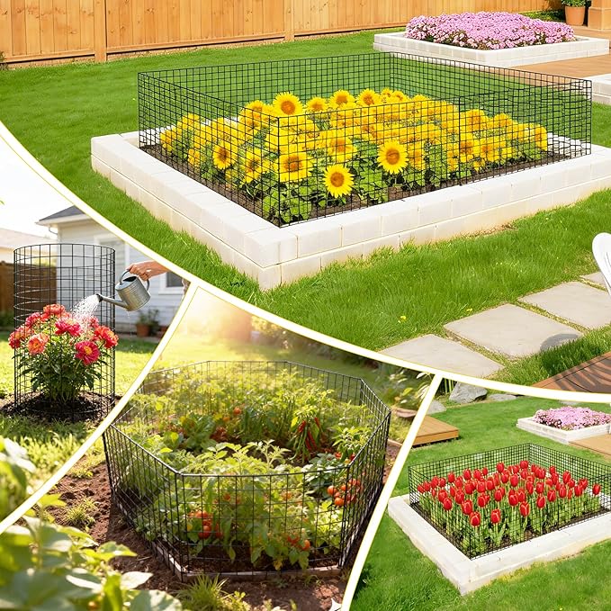 Nexum 45Pcs Plant Protectors from Animals – 16" x 12" Metal Tree Trunk Guards, Garden Plant Cloches & Expandable Plant Cages to Protect from Deer, Rabbits & Lawn