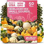 KVITER 50 Small Gourd Seeds Mix (Cucurbita Pepo) – Ornamental Fall Decor Gourds, Non GMO & Organic – Perfect Heirloom Seeds for Planting Decorative Gourds in Vegetable Garden