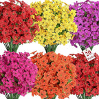 Alupssuc 20 Bundles Artificial Flowers for Outdoor Indoor Decoration, UV Resistant No Fade Fake Plants Eucalyptus, Colorful Faux Spring Flowers for Outside Yard Porch Patio Garden Home Window Box