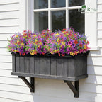 Der Rose 24 Bundles Fake Flowers Spring Artificial Flowers for Outdoors, UV Resistant Silk Flowers for Garden Patio Porch Farmhouse Home Decor (Colourful)