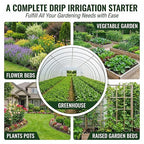 240FT Drip Irrigation System for Garden: 30 Nozzles 1/2" PE Tubing Automatic Watering Kit Adjustable Misting Sprinkler Mister 1/4" Hose for Water Plants Tape Raised Beds Lawn Outdoor Greenhouse