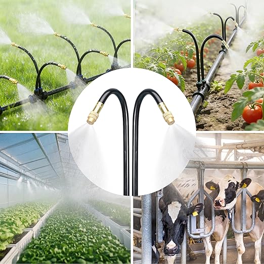 Drip Irrigation System for Garden, Automatic Watering System with Adjustable 360° Copper Spray Nozzles, DIY Drip Irrigation Kit for Yard, Lawn, Greenhouse, Raised Beds & Potted Plants (20FT)
