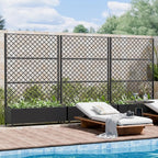 Casaphoria Metal Raised Garden Bed with Trellis and Wheels, 72"x47"x16" Arched Planter Box for Climbing Plants, Vegetables & Vines, Features Drainage Holes and Privacy Screen, Black-Rhombus