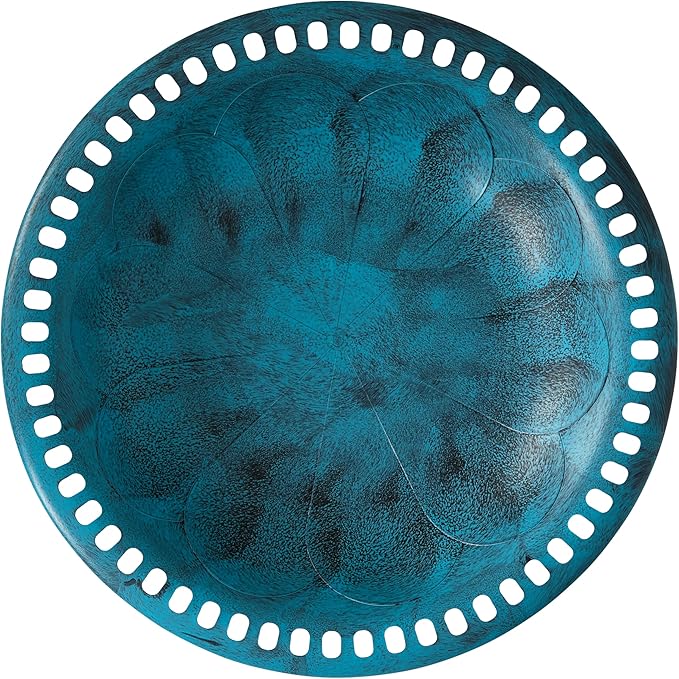 Backyard Expressions Outdoor Garden Bird Bath - Blue - Weather Resistant Polyresin - 27 Inch