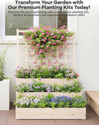 GarveeLife 3-Tier Raised Garden Bed,Wooden Vertical Planters with Trellis & Open-Ended Base for Climbing Plants Vines Flower Herb Vegetable Fruit,Outdoor Planter Boxes for Patio Yard Lawn