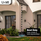 U-nitt 12" Spill Bowl Downspout Catch Basin for Rain Chain Anchoring & Stake | Rainwater Collection for Roof |Gutter Catch Basin | Good for Water Fountain & Birdbath | Black | Handles Heavy Rain