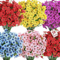 Alupssuc 20 Bundles Artificial Flowers for Outdoor Indoor Decoration, UV Resistant No Fade Fake Plants Eucalyptus, Colorful Faux Spring Flowers for Outside Yard Porch Patio Garden Home Window Box