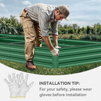 DWVO 2pcs 12 x 4 x 1 FT Raised Garden Bed Kit, Outdoor Galvanized Flower Bed with Safety Rubber and Gloves, Large Metal Planter Box for Vegetables, Flowers, Herbs, Fruits, Green