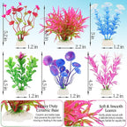 MyLifeUNIT Fish Tank Plants, 7 Pieces Colorful Aquarium Plants and Coral Reef Set for Fish Tank Decoration, Mountain Cave Ornament for Betta, Goldfish to Breed, Play and Rest