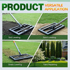 Lawn Leveling Rake 17x10 Inch, 6FT Heavy-Duty Carbon Steel Lawn Leveler – Yard Leveling Rake for Soil, Sand, Grass, Perfect for Lawn Repair, Pit Filling & Garden Maintenance