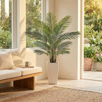 Garvee 5FT Artificial Palm Tree, Tall Faux Tropical Areca Plants with White Tall Planter, Fake Potted Tree with Lifelike Leaves for Indoor Living Room Bedroom Home Office Decor