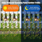 Solar-Powered Iron Plant Trellis with Lights,Voumsil Outdoor Garden Climbing Plant Support, Weatherproof Metal Stake for Vine Roses, Decorative Solar Lighting for Patio, Yard (Metallic Color 2 PCS)