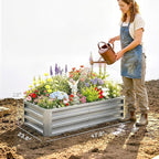 Outsunny Galvanized Raised Garden Bed, 4' x 2' x 1' Metal Planter Box, for Growing Vegetables, Flowers, Herbs, Succulents, Silver