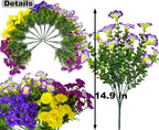Artificial Flowers for Outdoors Fake Plants Spring Summer Decor, 12 Bundles Realistic Fake Silk Flowers Colorful Morning Glory UV Resistant Faux Flowers for Porch Outside Planter Porch Patio Yard