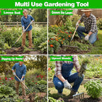 Garden Rake with Long Handle, 55" Gardening Tools Heavy Duty Rake, 7 Tines Sharp Edge Garden Weeding Tools, All Steel Hardened Hoe Garden Hand Rake Tools for Backyard Lawn Loosening Planting Weeding