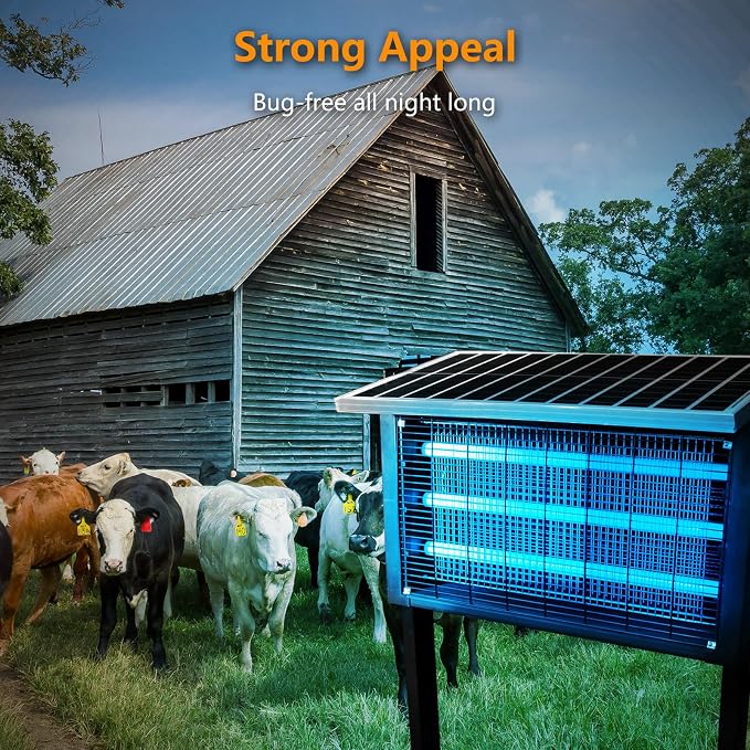 Powerful Super Large Solar Bug Zapper Outdoor for 8000 sq.ft, Rechargeable Solar Mosquito Zapper with High Powered, Outdoor Bug Zapper for Patio Garden Backyard RV Camping with 30W Solar Panel