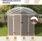 UDPATIO Outdoor Resin Storage Shed 8 x 10 FT, Plastic Storage Shed with Floor Large Outdoors Garden Tool Storage Shed Outside Clearance Shed with Lockable Door for Bike, Backyard, Patio, Brown