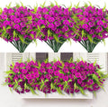 Artificial Flowers for Outdoors 12 Bundles Artificial Petunias Fake Flowers UV Resistant Shrubs Plants with Fern for Indoor Outside Hanging Planters Home Garden Spring Decorations (Magenta)