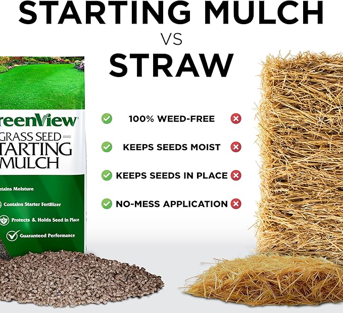 GreenView Grass Seed Starting Mulch – Ideal for Newly seeded lawns and Bare Spots - 38 lb. Bag - Covers 760 sq. ft.