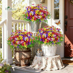 Der Rose 24 Bundles Artificial Flowers for Outdoors Fake Ferns UV Resistant Faux Spring Flowers for Outdoor Planters Home Garden Patio Front Porch Decor