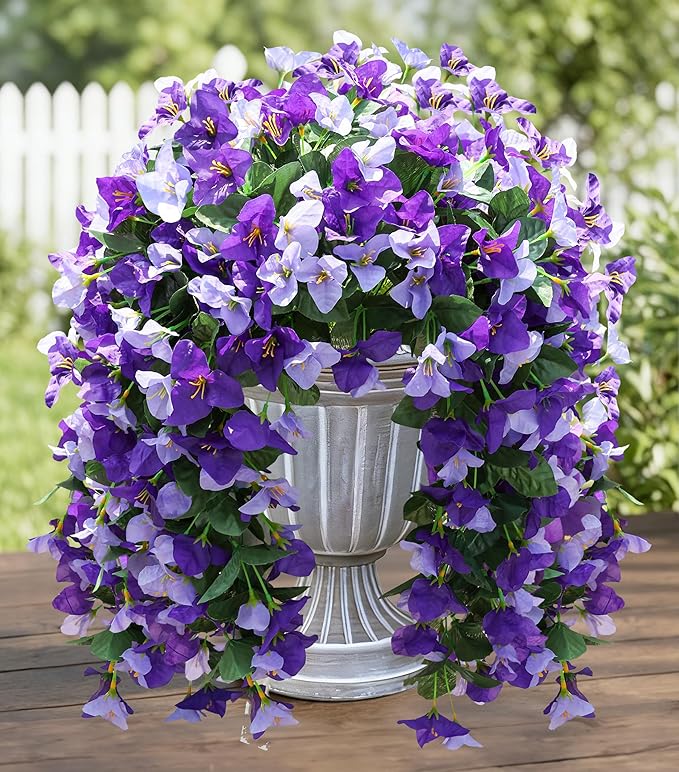 HyeFlora Bougainvillea Artificial Hanging Flowers Plants for Outdoors Decorations, 2pcs Fake Flowers Silk Bougainvillea Vines Realistic UV Resistant Faux Flowers for Planters Porch Patio Urn Yard, Mix