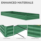 DWVO 2pcs 12 x 4 x 1 FT Raised Garden Bed Kit, Outdoor Galvanized Flower Bed with Safety Rubber and Gloves, Large Metal Planter Box for Vegetables, Flowers, Herbs, Fruits, Green