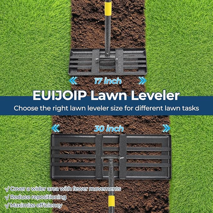 Lawn Leveling Rake 30"x10" for Lawn Care - 72" Extendable Stainless Steel Handle with Ergonomic Grip | Professional Grass Leveling Tool for Golf Courses, Soccer Fields, Backyard Turf Maintenance