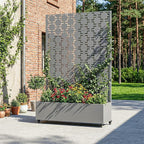 Casaphoria Metal Raised Garden Bed with Trellis and Wheels, 72"x47"x16" Arched Planter Box for Climbing Plants, Vegetables & Vines, Features Drainage Holes and Privacy Screen, Grey-Square