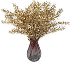 Artificial Plants for Christmas Decor, PASYOU Plastic Grass Fake Shrubs Simulation Sharp Leaves Indoor Outdoor Home Garden Planter Filler Party Hotel Verandah Wedding Faux DIY Decoration - Gold 4 Pack
