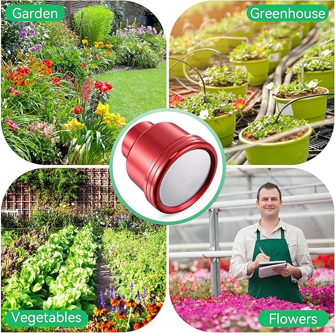 Dreyoo 1 Pack Water Nozzle with 3000 Tiny Holes, 3/4'' Aluminium Alloy Garden Hose Shower Head with PTFE Thread Seal Tape for Outdoor Watering Flowers, Plants, Greenhouse, Nurseryman (2.36'',Red)
