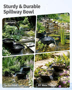 POPOSOAP Spillway Bowl and Basin Fountain Kit, Spillway Bowl Fountain with Pond Pump for Formal Waterfall Spillways, Water Gardens Basin Kit For Indoor/Outdoor DIY Water Feature Pond Garden-P721