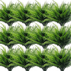 TURNMEON 20 Bundles Artificial Plants Outdoor Faux Boston Fern 17 Inch Long Length Summer Decor, Fake Plants UV Resistant No Fade Plastic Greenery Shrubs Flowers for Garden Porch Indoor Cemetery Decor