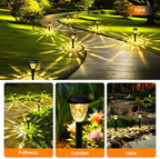 GIGALUMI 8 Pack Solar Lights Outdoor, Solar Pathway Lights with Great Pattern, Waterproof Auto On/Off Solar Powered Light for Outside Yard Garden Walkway Driveway Lawn Pathway