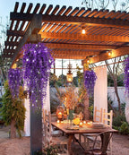 Artificial Plants Lighted Artificial Hanging Plants Fake Money Plants Outdoor UV Resistant Plastic Plants Fake Plants for Outside Home Garden Wedding Party Indoor Backgarden Decorations(Pure Purple)