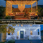 JMEXSUSS 200 LED RGB String Light 66ft Outdoor Indoor, Color Change Christmas Lights Clear Wire Plug in for Bedroom Tree Room Party Birthday Decorations