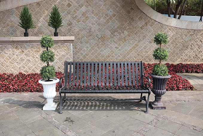 ALL SEASON GREEN 2 Pack 3ft Artificial Outdoor Boxwood Topiary Trees, UV Resistant Triple Ball Shape Fake Plants