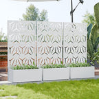 Casaphoria Metal Raised Garden Bed with Trellis, 59"x30"x12" Planter Box for Climbing Plants, Vegetables & Vines, Features Drainage Holes and Privacy Screen, White-Star
