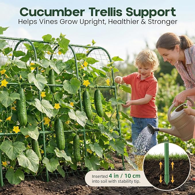 48x48 Cucumber Trellis for Raised Bed - U Shape Vegetable Garden Trellis for Climbing Plants Outdoor - Support for Cucumbers, Pea, Zucchini, Squash,Tomato, Green Bean, Vine, Watermelon, Melon, Pumpkin
