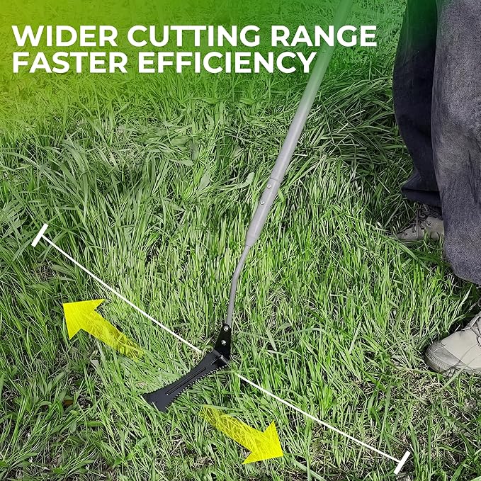 Walensee 48-Inch Long Handle Grass Whip, Scythe with Double-Edged Serrated Steel Blade, Soft Rubber Grip, Cut Tall Grass and Overgrown Weeds in The Yard, Fields, and Ditches, Black, 1 Pack