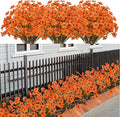 21 Bundles Artificial Outdoor UV Resistant Flowers No Fade Fake Outside Flowers Plastic Greenery Faux Shrubs Garden Porch Window Box Home Decoration(Light Autumn Orange)